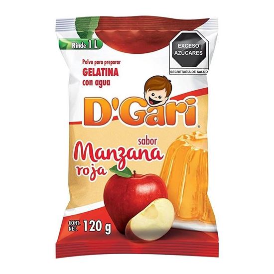 Imagen de Polvo para gelatina de agua sabor manzana roja D'Gari 120g