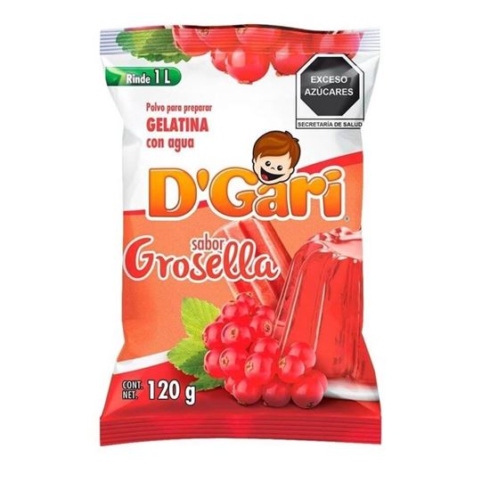Imagen de Polvo para gelatina de agua sabor grosella D'Gari 120g