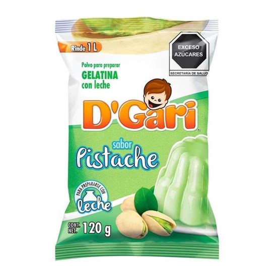 Imagen de Polvo para gelatina de leche sabor pistache D'Gari 120g