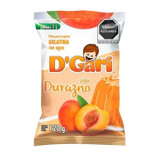 Imagen de Polvo para gelatina de agua sabor durazno D'Gari 120g