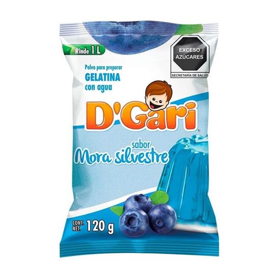 Imagen de Polvo para gelatina de agua sabor mora silvestre D'Gari 120g