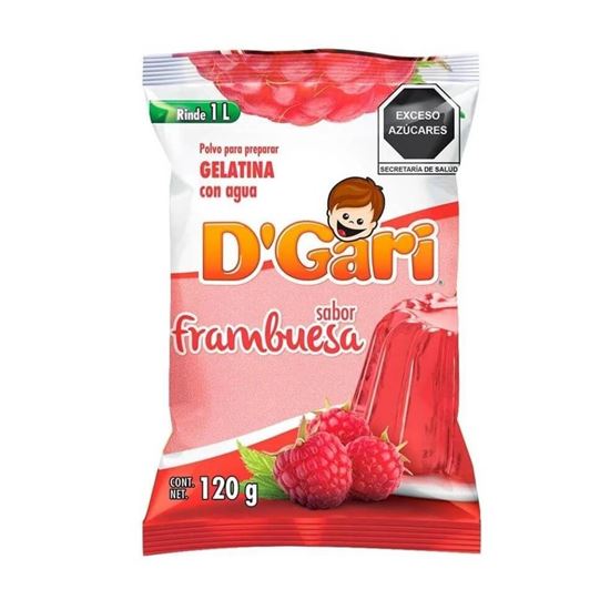 Imagen de Polvo para gelatina de agua sabor frambuesa D'Gari 120g