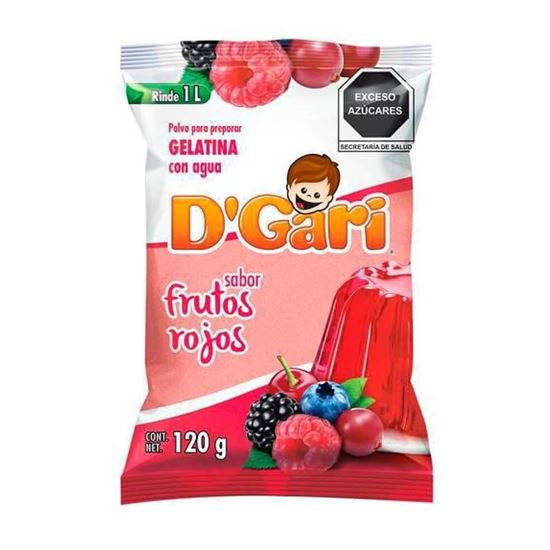 Imagen de Polvo para gelatina de agua sabor frutos rojos D'Gari 120g