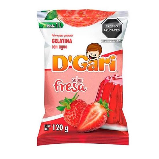 Imagen de Polvo para gelatina de agua sabor fresa D'Gari 120g