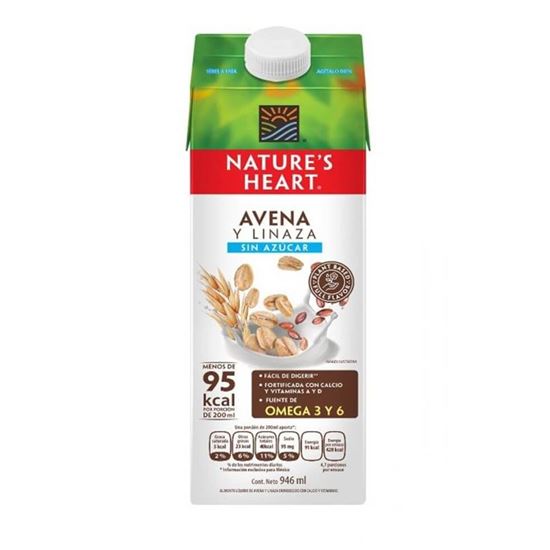 Imagen de Alimento líquido de avena y linaza sin azúcar Nature's Heart 946ml