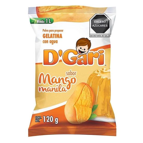 Imagen de Polvo para gelatina de agua sabor mango D'Gari 120g