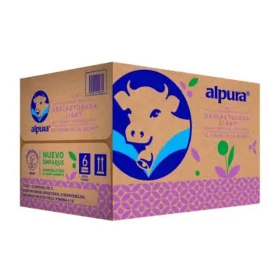Imagen de Leche Alpura deslactosada light caja con 12 pzas de 1L c/u