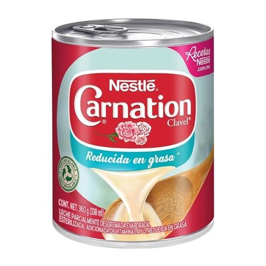Imagen de Leche evaporada Nestlé Carnation Clavel reducida en grasa en lata 360g