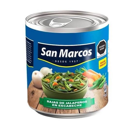 Imagen de Rajas de jalapeños en escabeche San Marcos en lata 800g