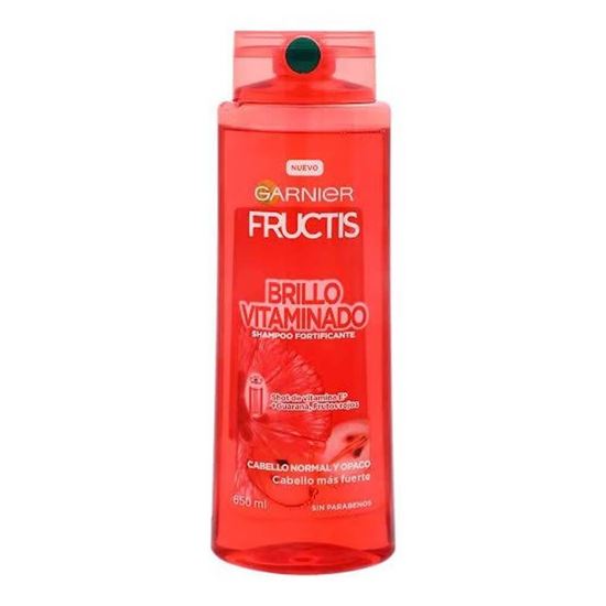 Imagen de Shampoo revitalizante sin parabenos para cabello normal y opaco Garnier Fructis Brillo Vitaminado 650ml