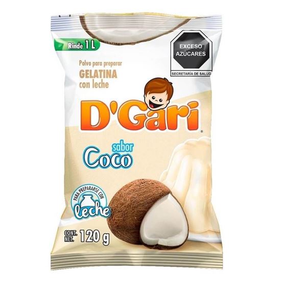 Imagen de Polvo para gelatina de leche sabor coco D'Gari 120g