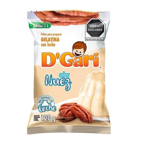 Imagen de Polvo para gelatina de leche sabor nuez D'Gari 120g