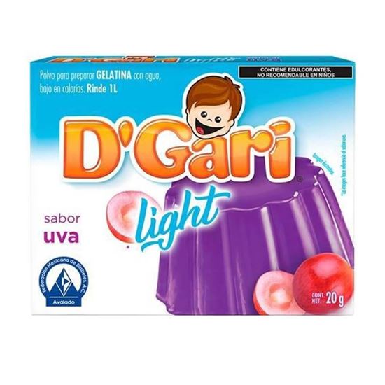 Imagen de Polvo para gelatina de agua sabor uva light D'Gari 20g