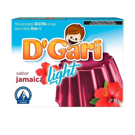 Imagen de Polvo para gelatina de agua sabor jamaica light D'Gari 20g