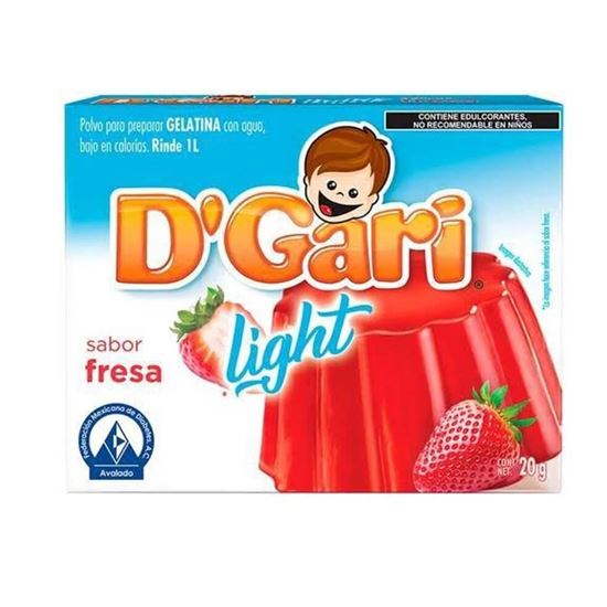 Imagen de Polvo para gelatina de agua sabor fresa light D'Gari 20g