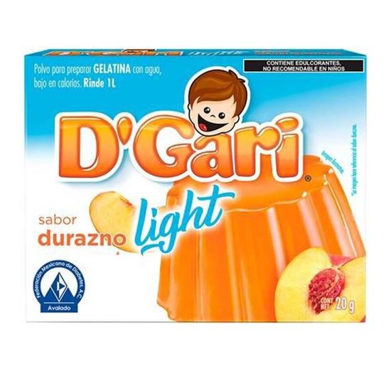 Imagen de Polvo para gelatina de agua sabor durazno light D'Gari 20g