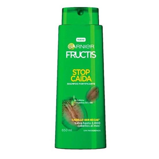 Imagen de Shampoo fortificante sin parabenos para cabello que se cae Garnier Fructis Stop Caída 650ml