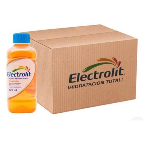 Imagen de Suero rehidratante sabor manzana Electrolit caja con 12 pzas de 625ml c/u