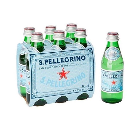 Imagen de Agua mineral gasificada S.Pellegrino botella de vidrio 6 pzas de 250ml c/u