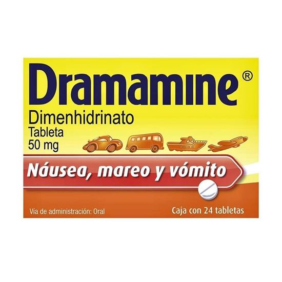 Imagen de Medicamento antimareo Dramamine 50mg 24 tabletas