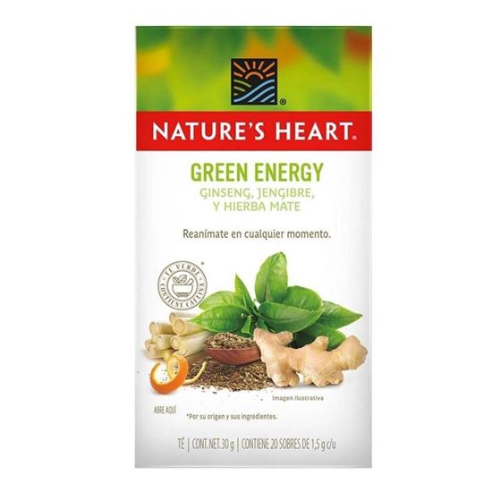 Imagen de Té green energy (ginseng, jengibre y hierba mate) Nature’s Heart 20 sobres de 1.5g c/u
