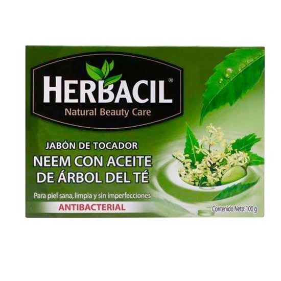 Imagen de Jabón de tocador Herbacil antibacterial neem con aceite de árbol del té 100g