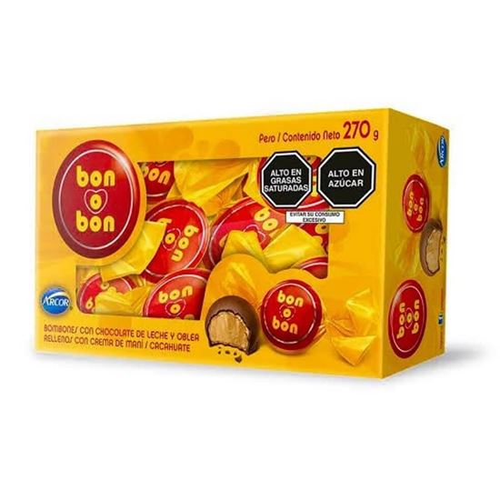 Imagen de Bombón relleno con crema de cacahuate y oblea Bon o Bon 270g