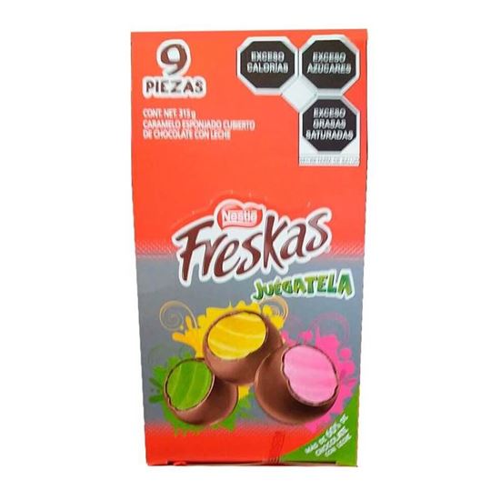 Imagen de Caramelo esponjado cubierto de chocolate Nestlé Freskas 9 pzas de 35g c/u (315g)