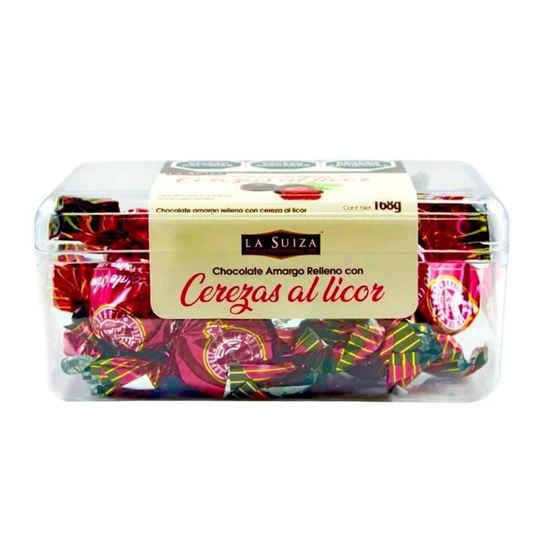 Imagen de Chocolate amargo con relleno de cereza al licor La Suiza 168g