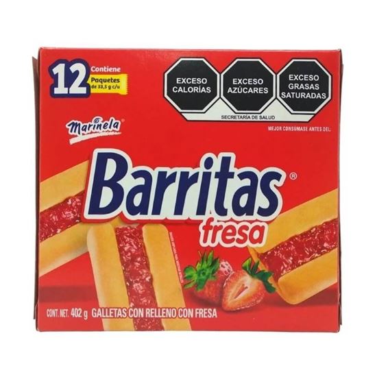 Imagen de Barritas con relleno de fresa Marinela 12 pzas