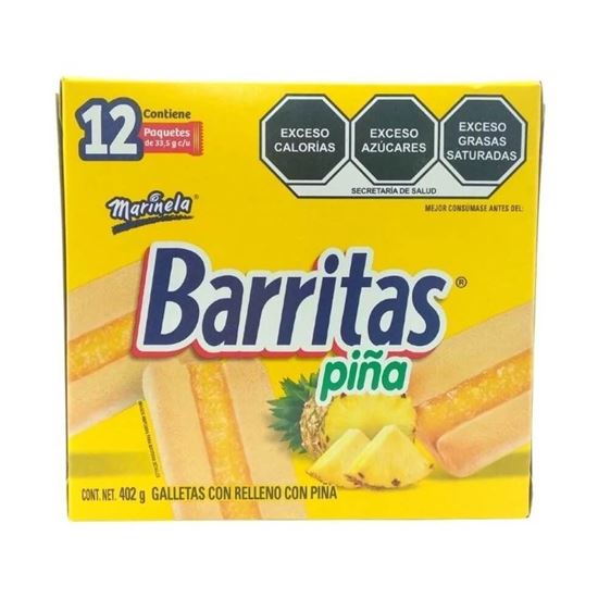 Imagen de Barritas con relleno de piña Marinela 12 pzas