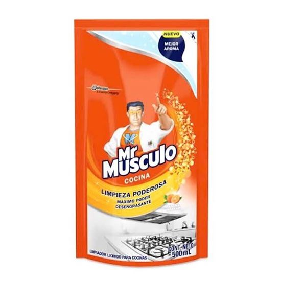 Imagen de Limpiador líquido desengrasante para cocinas aroma naranja Mr Músculo Cocina doypack 500ml