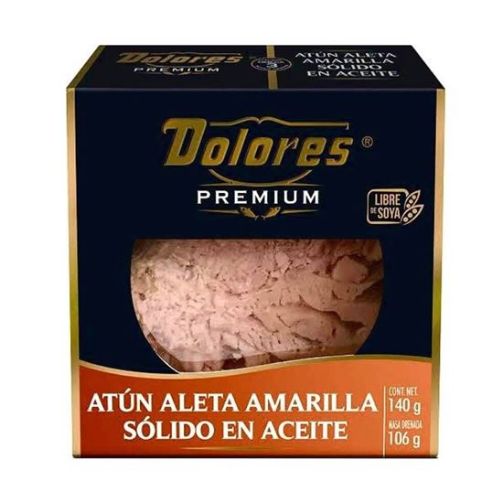 Imagen de Atún de aleta amarilla sólido en aceite Dolores premium 140g