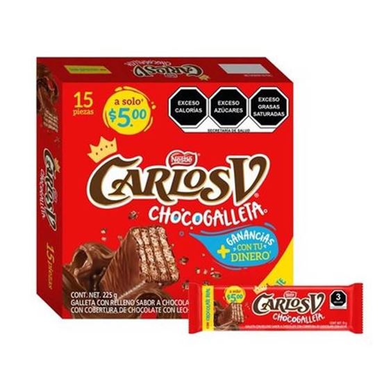 Imagen de Chocogalleta Carlos V 225g (15 pzas)