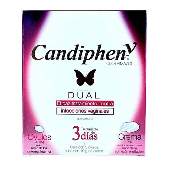 Imagen de Candiphen-V caja con 3 óvulos de 200mg + crema de 10g