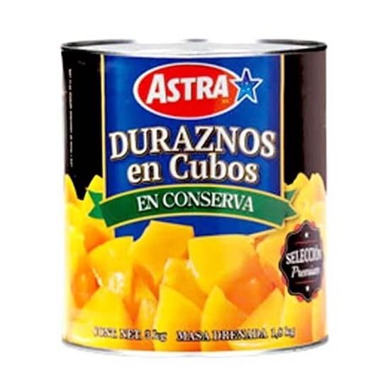 Imagen de Duraznos en cubos en conserva selección premium Astra en lata 3kg