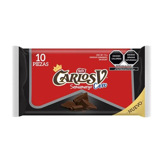 Imagen de Chocolate Carlos V semiamargo cero 10 pzas (170g)