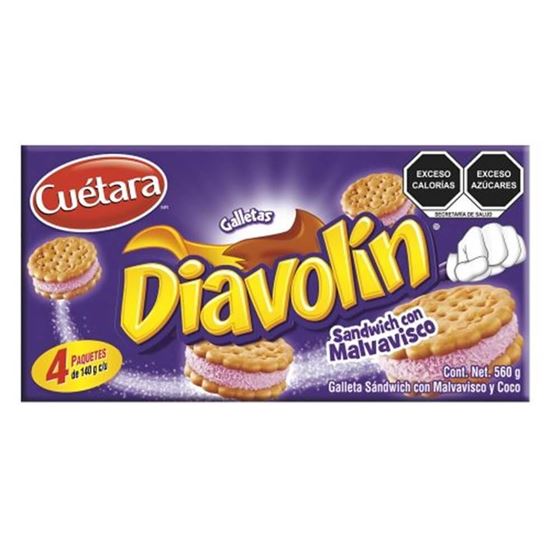 Imagen de Galleta sándwich con malvavisco y coco Cuétara Diavolín 560g