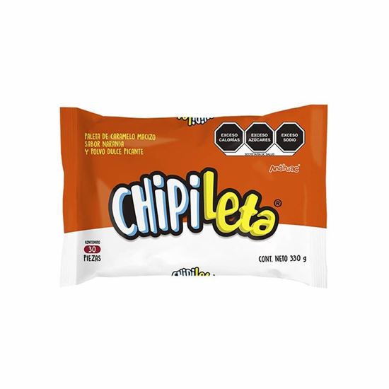 Imagen de Chipileta sabor naranja y polvo dulce picante bolsa de 30 paletas