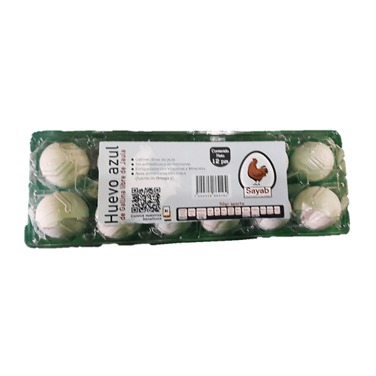 Imagen de Huevo azul de gallina libre Sayab cono con 12 pzas