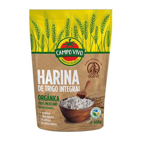 Imagen de Harina de trigo integral orgánica Campo Vivo 800g