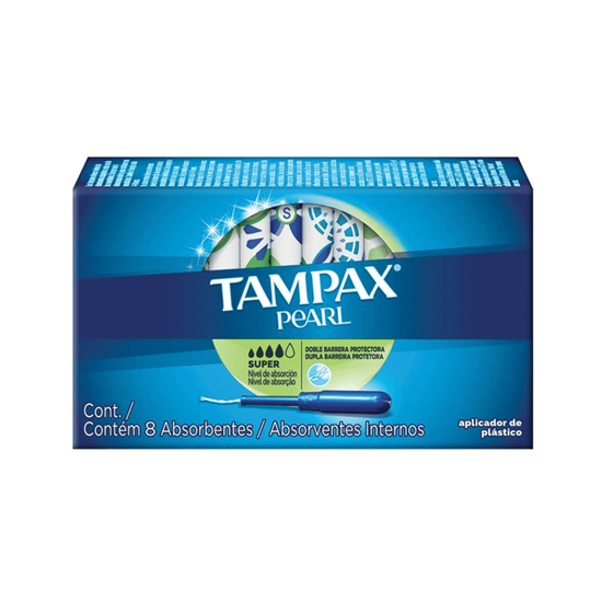 Imagen de Tampones con aplicador plástico Tampax Pearl flujo súper 8 pzas