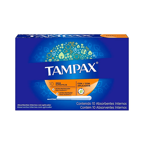 Imagen de Tampones con aplicador plástico Tampax Pearl flujo súper plus 10 pzas