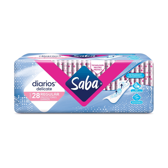 Imagen de Protectores diarios Saba Delicate regular 28 pzas