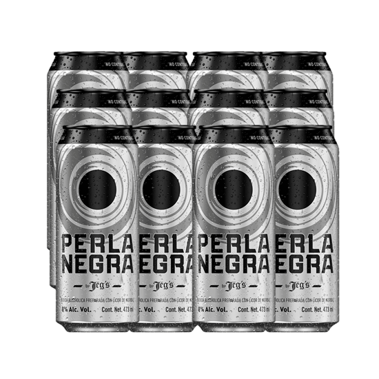 Imagen de Bebida alcohólica preparada con licor de hierbas Perla Negra by Jeg's paquete con 12 latas 473 ml c/u