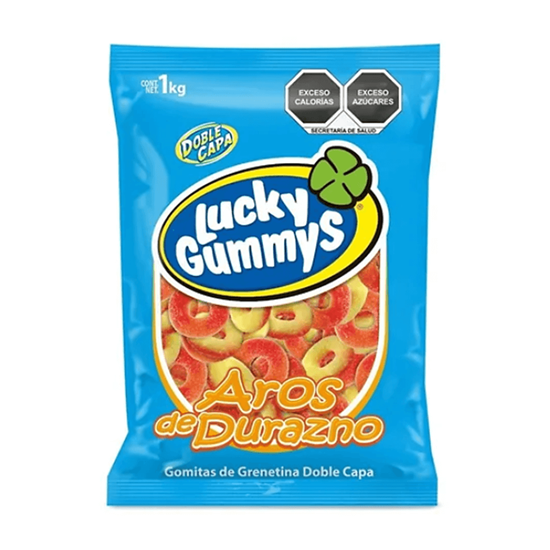 Imagen de Gomitas sabor durazno Lucky Gummys Aros de Durazno 1kg