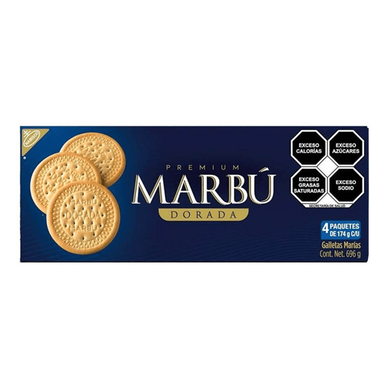 Imagen de Galleta dorada premium Marbú 4 paquetes de 174g c/u