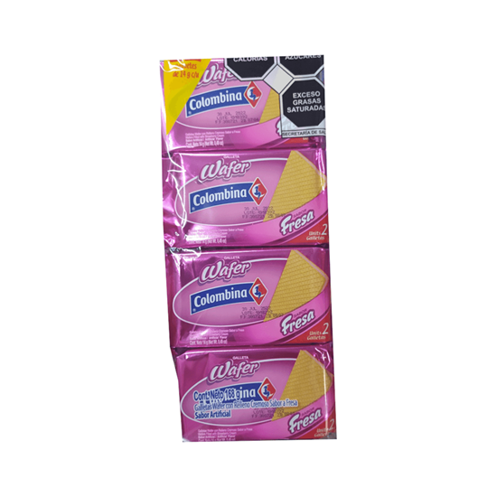Imagen de Galleta wafer sabor fresa Colombina 12 paquetes de 14g c/u