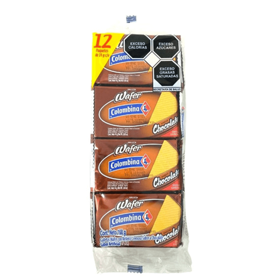 Imagen de Galleta wafer sabor chocolate Colombina 12 paquetes de 14g c/u