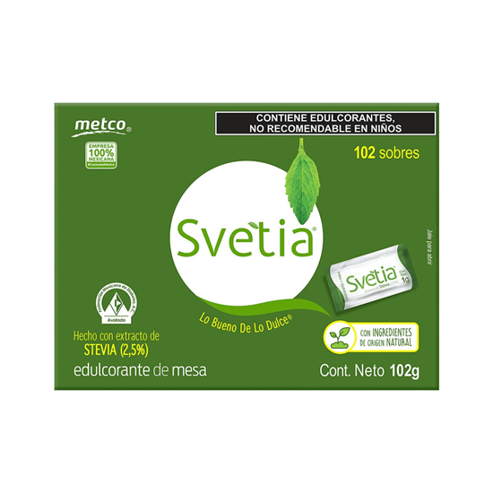 Imagen de Endulzante granulado con extracto de stevia Svetia caja con 102 sobres